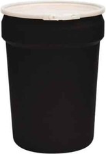 Eagle 1601BLK 30 Gallon Lever-Lock Lab Pack Plastic Barrel Drum with Plain Lid