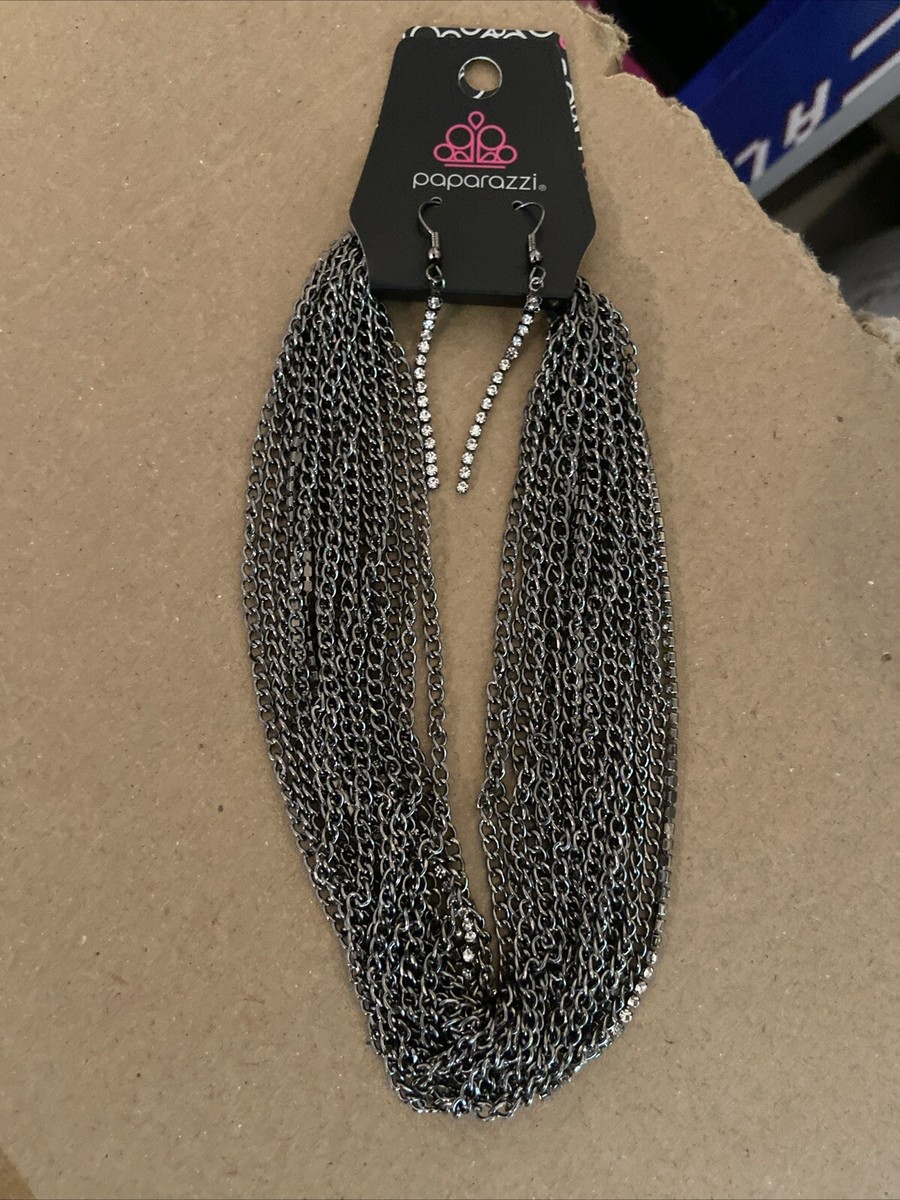 paparazzi jewelry Catch A Layer Black Necklace And Earrings Choker