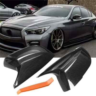 Carbon Fiber M3 Style Side Mirror Cover Cap for Infiniti Q50 Q50S Q70 Q60 14-21