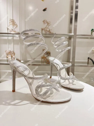Rene Caovilla Women's Crystal Rhinestone Serpentine Ribbon Heels shoes - Picture 7 of 28