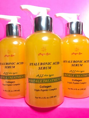 3*6oz 100% HYALURONIC ACID Serum Collagen Matrixyl 3000, Wrinkle Filler Peptide,