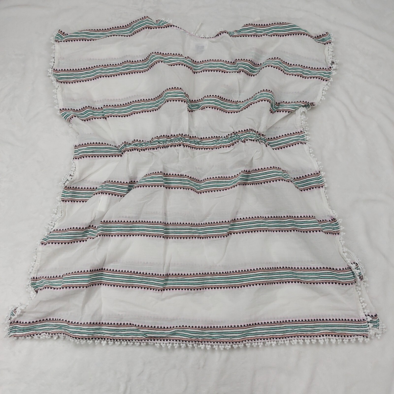 OLD NAVY WOMEN'S WHITE STRIPED PONCHO KAFTAN SWIM COVERUP 100percent COTTON SIZE XS image 10