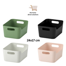 IKEA  Plastic Storage Basket 24×17×10cm Multi‑Use Rectangular Tray with Handles