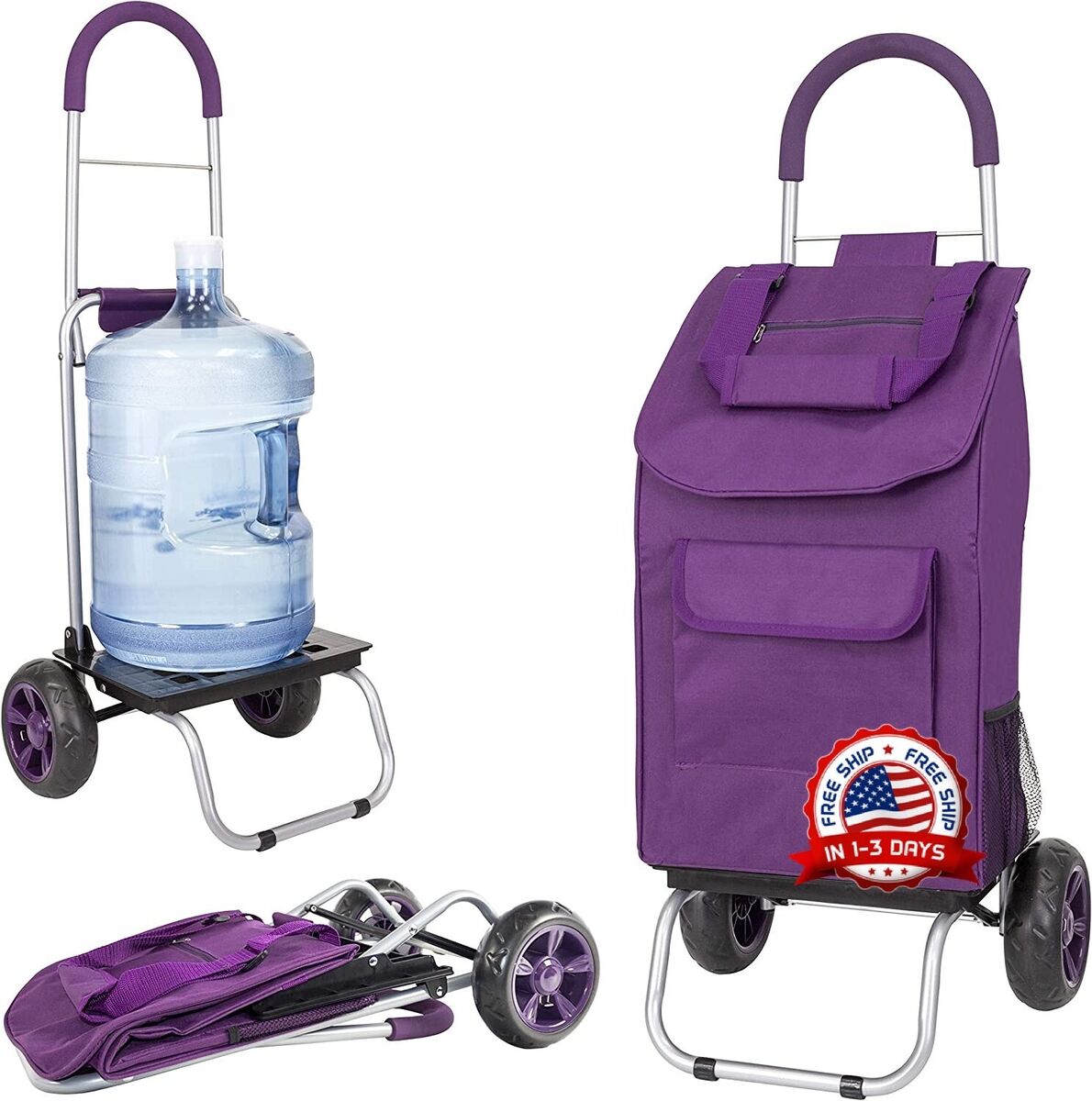  Shopping Trolleys Carrito de la compra plegable portátil carrito  de la compra de 6 ruedas, carro de equipaje para el hogar, carro utilitario  (color: morado, tamaño: 127,516.1 in) : Productos de Oficina