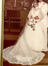 Vintage  80  s Wedding Gown And Matching Veil