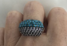 unusual tanzanite sleeping beauty turquoise cluster ring platinum silver 925  O