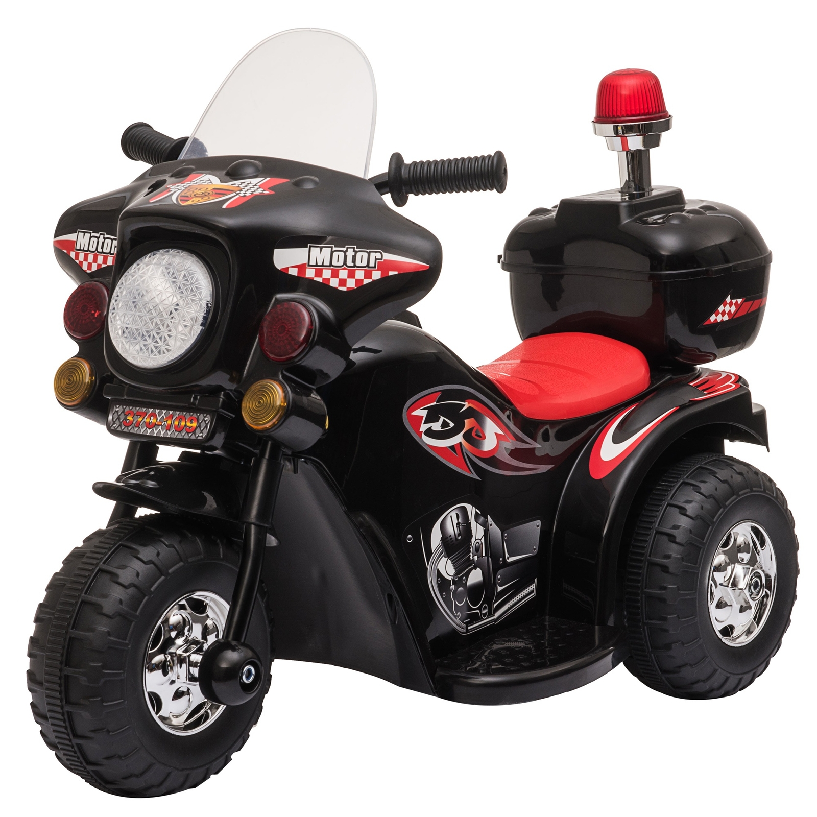 Moto électrique de police pour enfant de 18 mois à 3 ans avec batterie 6V bleue