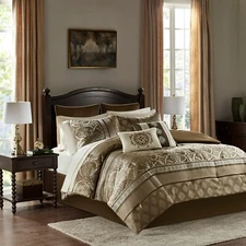 Madison Park Essentials Zara 16 Piece Jacquard Comforter Set with 2 Bed Sheet