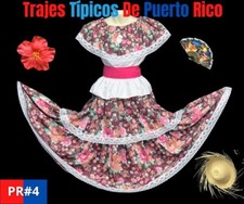 TRAJES TIPICOS FLOREADO DE PUERTO RICO, JIBARA PLENA PUERTORRIQUEÑA 3PC.