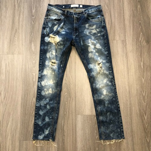 Mens 34x30 Distressed Stained Cut 