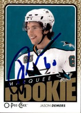 Jason Demers Signed Auto 2009-10 O-Pee-Chee Rookie card San Jose Sharks. rookie card picture