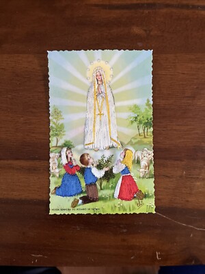 Old Postcard Embroidered Fatima Nossa Senhora do Rosasrio De Fatima