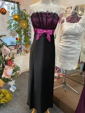 TheaDora Fuchsia Black Empire Waistline Spaghetti Straps Prom Cocktail Dres 18