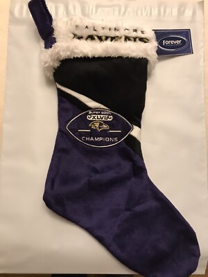 Baltimore Ravens Holiday Foco Plush Nfl Christmas Stocking Super Bowl Champions 