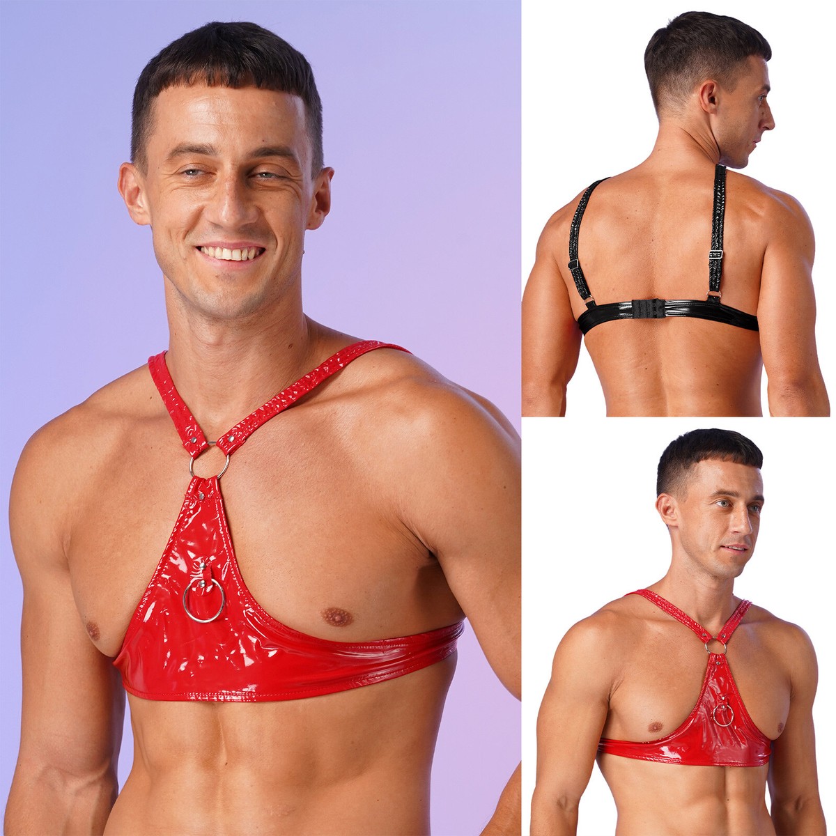 Mens Bra Open Cup Clubwear Bodycon Tops Crop Top Shirts Sleeveless