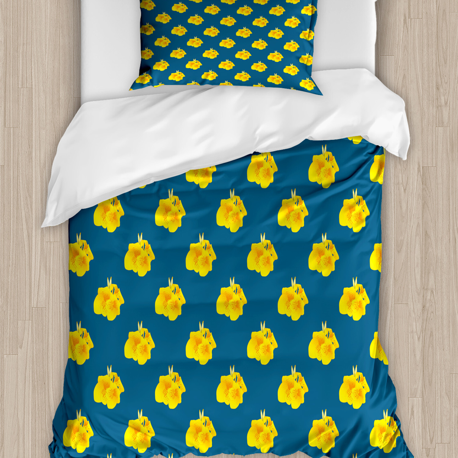 Gelb und Blau Bettwäsche Set Canna-Lilie