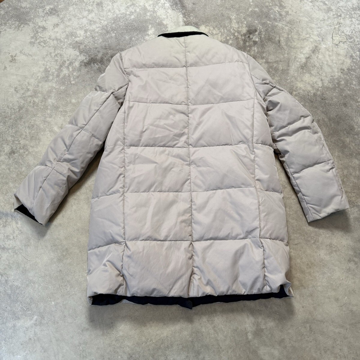 Calvin Klein Puffer Jacket Womens Medium Tan Black Duck Down 