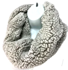 Faux Shearling Cowl Neck Infinity Scarf/Neck Warmer Twisted Gray New No Tags