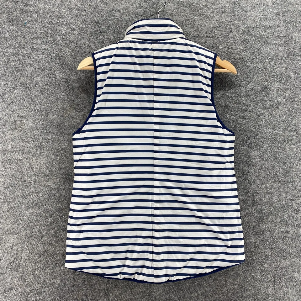 Chaleco Kensie Mujer S Pequeño Blanco Rayas Cremallera Completa Cuello Alto Sin Mangas Bolsillos Foto 2 de 4