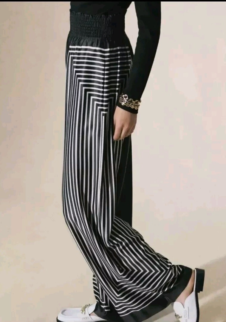 Anthropologie Hutch Geo Wide-Leg Black & White Geometric