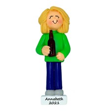 Personalized Christmas Ornament - Blonde Female Beer Lover Craft or Lite