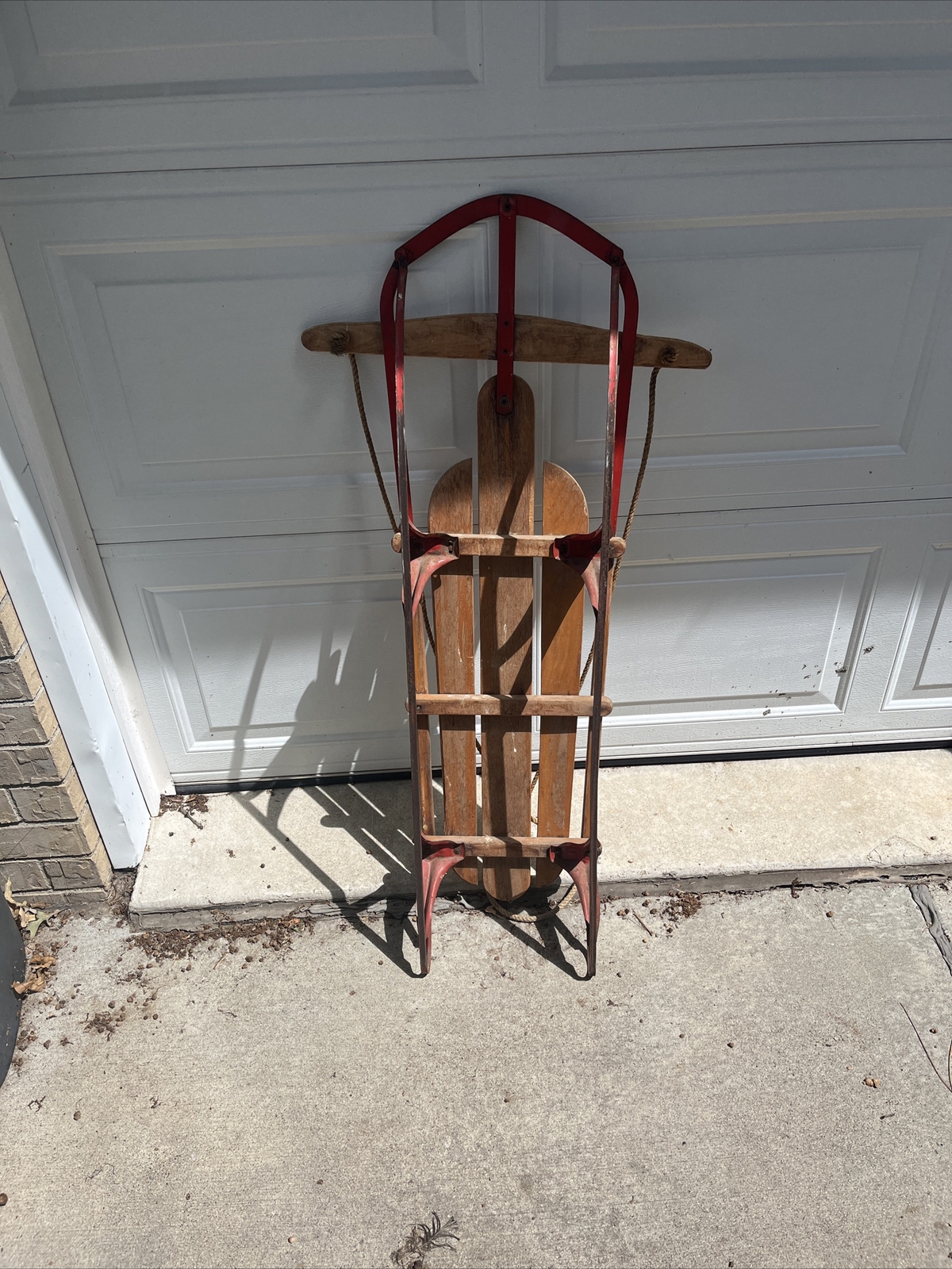 Vintage Wood Metal Sled SNOW KING 46” x 23” vtg Local Pickup