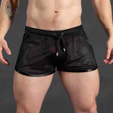 Men Casual Fitness Shorts Summer Gym Beach Breathable Mesh Quick Dry Short Pants