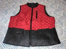 FDJ French Dressing Jeans Red Quilted Faux Leather Vest Women’s Size XL Sz 16