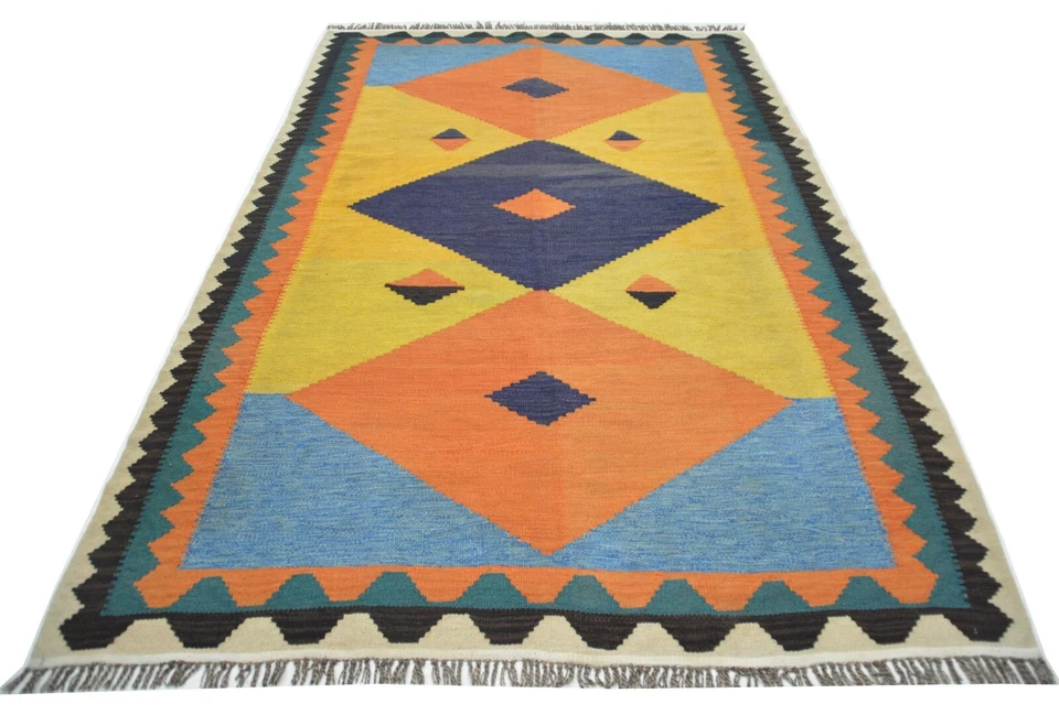 IC674 Handgewebter Teppich aus Wolle Ghashgai Kelim Natur Farbe 300 x 191 - Bild 4 von 4