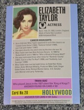 1991 Elizabeth Taylor Vintage Starline Hollywood Trading Card #20