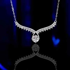 1Ct Round Cut Lab Created Diamond Women's Pendant Necklace 14k White Gold Plated