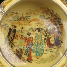Porcelain and Bronze Brush Pot - Geishas 