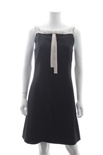 Dolce & Gabbana Crystal Bow-Embellished Crepe Mini Dress / Black