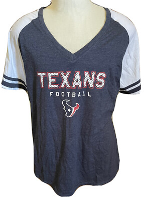 NFL Houston Texans V Neck Heather Gray Pullover Women Shirt Size