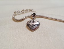 special wife heart charm, wife charm for european bracelet, cute wife charm, 127