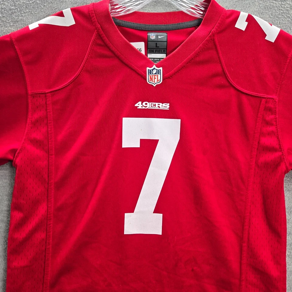 Camiseta para niños San Francisco 49ers grande roja con logotipo Nike Colin Kaepernick 7 LEER Foto 3 de 4
