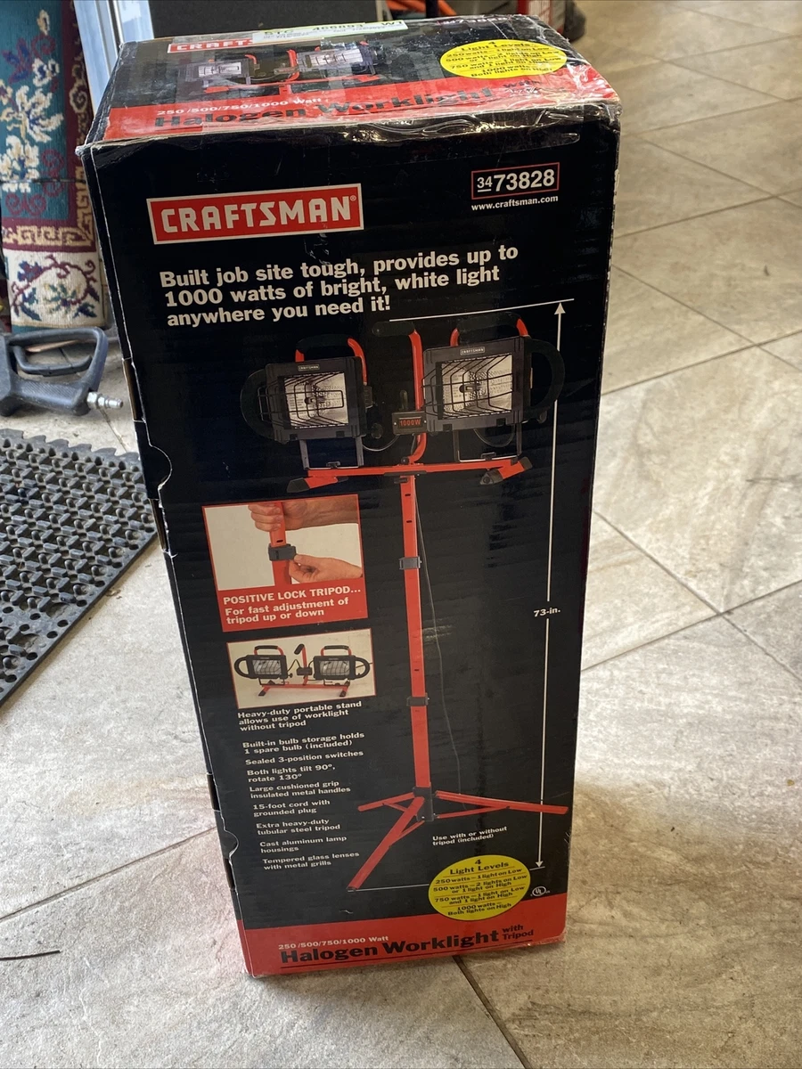 CRAFTSMAN 34 73828 250 500 750 1000 Watt Twin Head Halogen