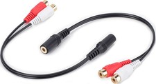 PASOW 2 Pack 3.5mm Stereo Female to Female/2 RCA Female 2 pack , Black