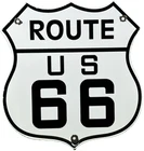 VINTAGE US ROUTE 66 PORCELAIN METAL HIGHWAY SIGN GAS OIL ROAD SHIELD AMERICANA
