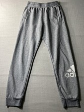 Adidas Youth Boys Fleece Jogger Sweatpants Grey White Logo Large 14-16 Pockets