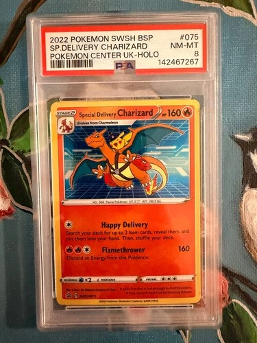 2022 POKEMON SWSH075 BLACK STAR PROMO #75 SPECIAL DELIVERY CHARIZARD! HOLO PSA 8