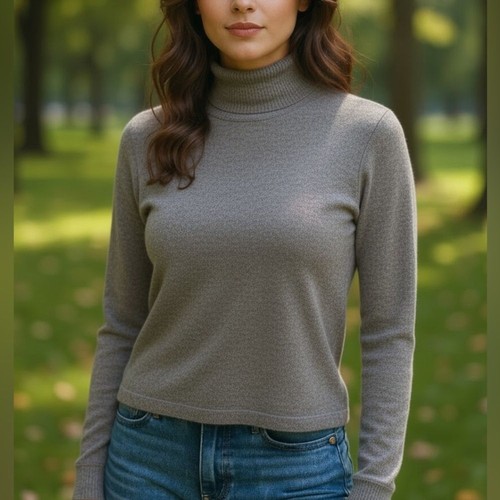 Henri Bendel Classics Cashmere Wool Blend Turtleneck Gray Size S