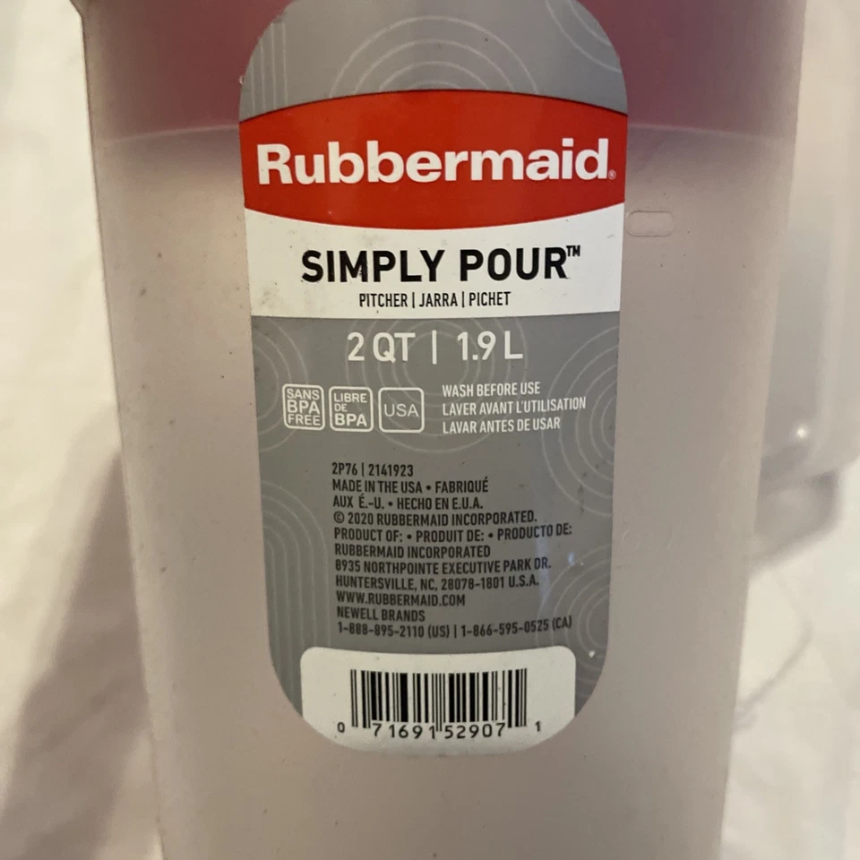 Rubbermaid Simple Pour 2 Quart Plastic Pitcher Clear With Red Lid 9" Tall - Image 3 of 4