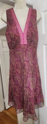 Laundry Shelli Segal Paisley Fairy Boho Dress Sequined Embroidered US 6 EU 38