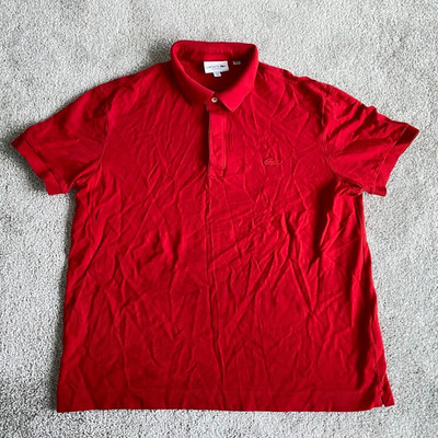 Lacoste Polo Mens 6 or XL Red Short Sleeve Shirt Crocodile Golf