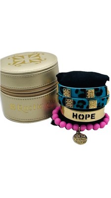 Rustic Cuff Wild Hope Stack Turquoise Leopard Cuff Bracelet Stack Gold Pink 