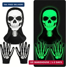 Halloween Skull Mask Scary Ghost Skeleton Mask Gloves Full Face