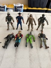 Lot of 8 Military Adventure Themed Action Figures Approx 4" Pose able Loose Toys