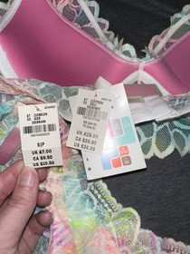 Victoria's Secret Pink Palm Print Rare Halter Bra And Thong Set Watercolor XS/S