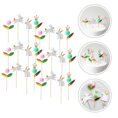  24 Stück Osterhasen Cupcake Toppers Pelzigen Ball Kuchen Dekorative Picks Party